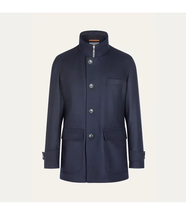 CORTIGIANI Field Jacket in Wish Cashmere with Detachable Knit Collar