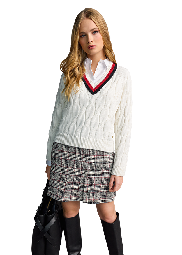 Knitted Jumper with V-Neck