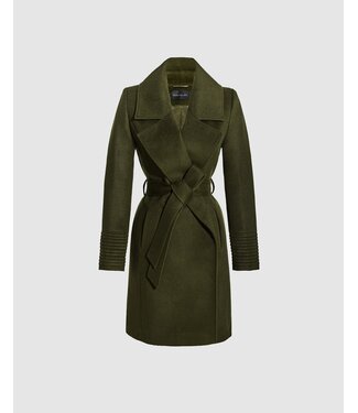 SENTALER Baby Alpaca Mid Length Large Notched Collar Wrap Coat