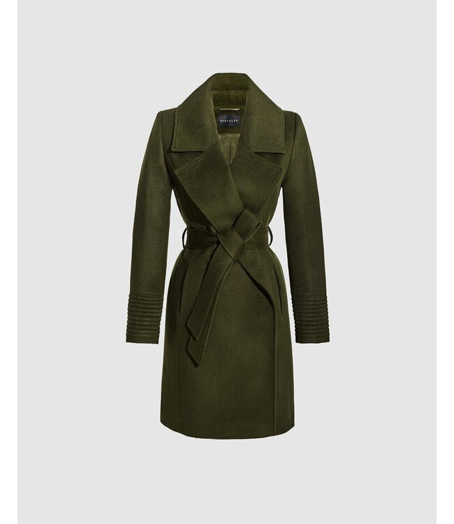 SENTALER Baby Alpaca Mid Length Large Notched Collar Wrap Coat