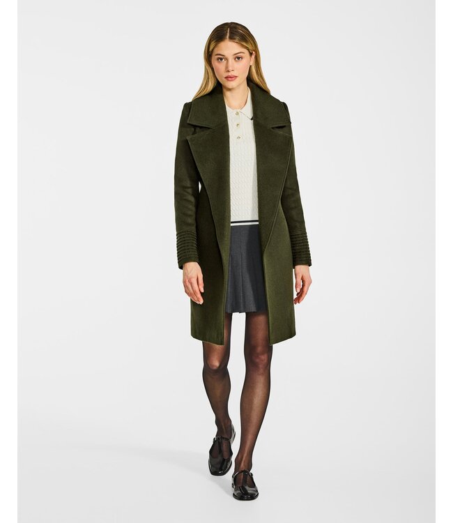 SENTALER Baby Alpaca Mid Length Large Notched Collar Wrap Coat