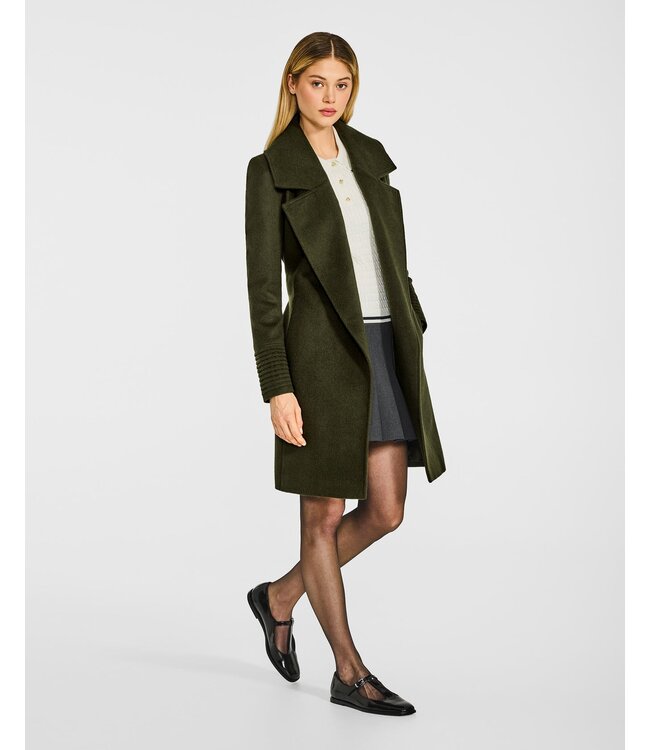 SENTALER Baby Alpaca Mid Length Large Notched Collar Wrap Coat