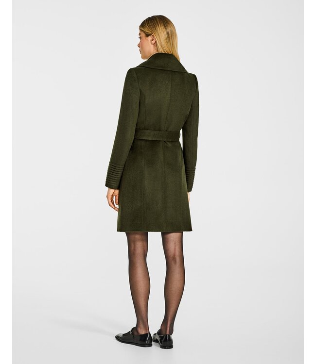 SENTALER Manteau Croisé Mi-Long en Bébé Alpaga à Grand Col Cranté