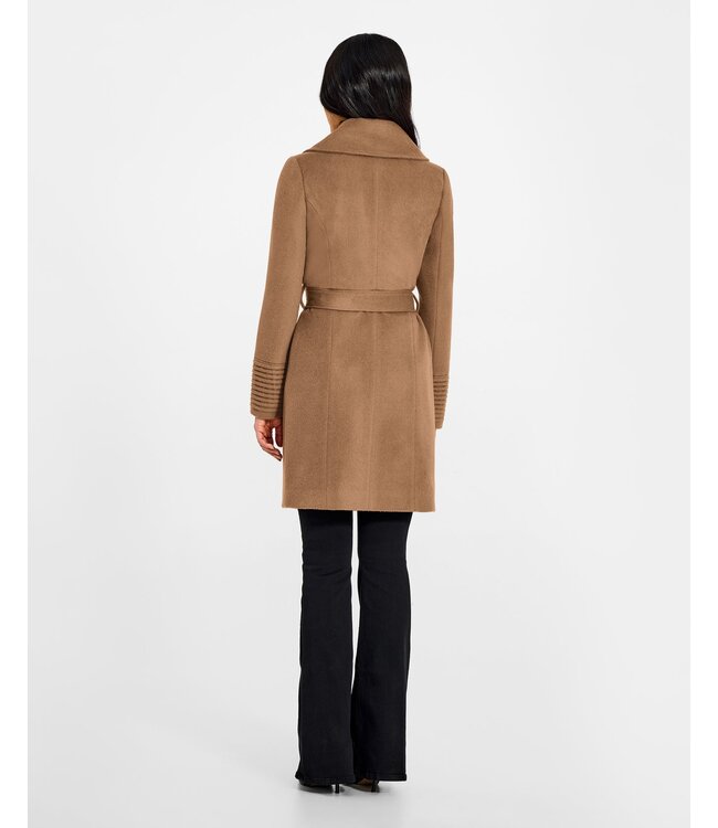 SENTALER Baby Alpaca Mid Length Large Notched Collar Wrap Coat