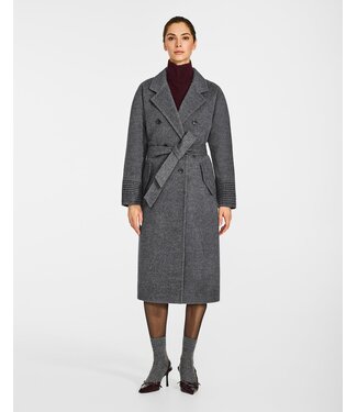 SENTALER Manteau Long en Bébé Alpaga à Double Boutonnage et Col Cranté