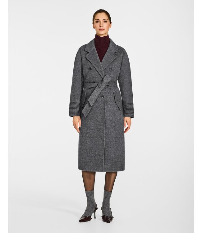 SENTALER Baby Alpaca Long Double Breasted Notched Collar Coat