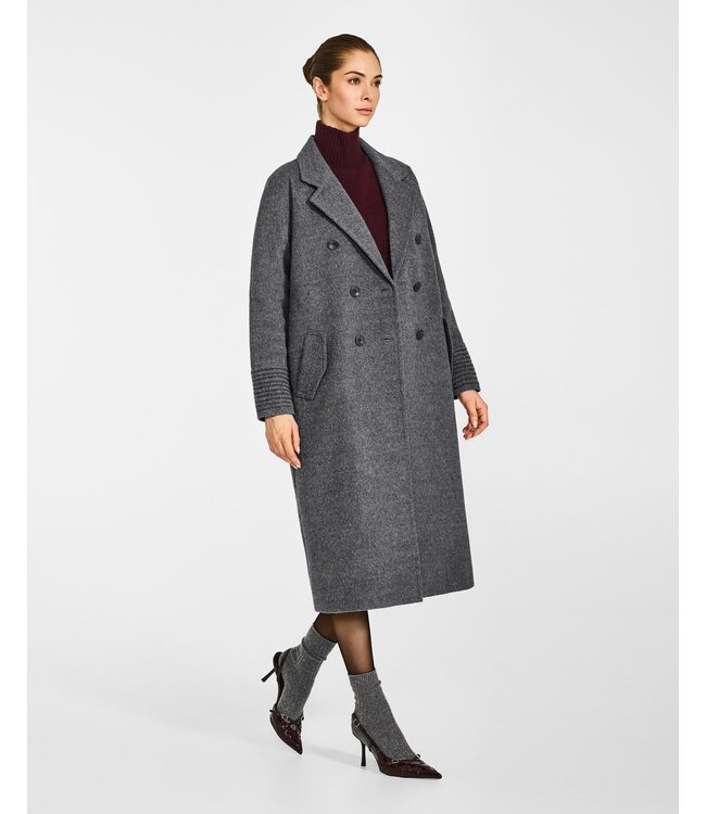 SENTALER Baby Alpaca Long Double Breasted Notched Collar Coat