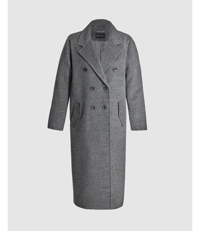 SENTALER Baby Alpaca Long Double Breasted Notched Collar Coat