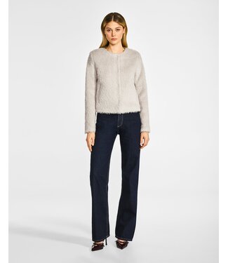 SENTALER Veste Moto Sans Col en Alpaga Suri Texturé