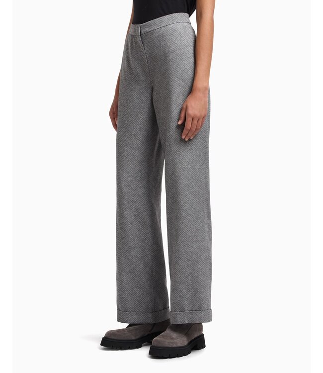 EMPORIO ARMANI Pantalon Icon en Mélange de Viscose à Motif Chevron