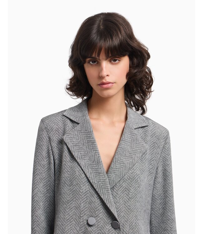 EMPORIO ARMANI Surchemise Icon en Mélange Viscose-Laine à Motif Chevron