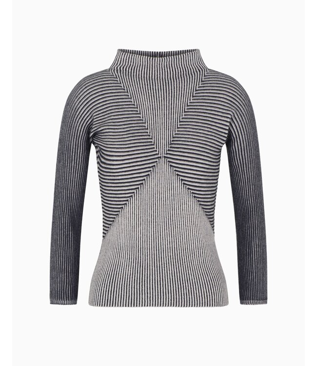 EMPORIO ARMANI Pull en Maille à Rayures et Point de Chaînette
