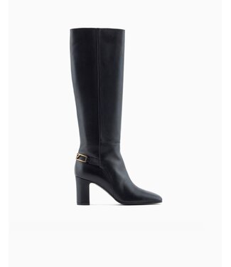 EMPORIO ARMANI Bottes en Cuir Nappa avec Bride et Plaque Aigle