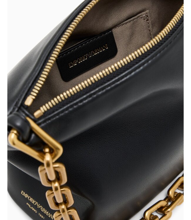 EMPORIO ARMANI Leather Small Hobo Bag with Chain