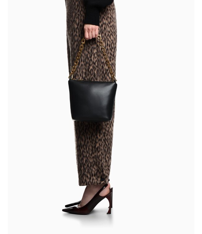 EMPORIO ARMANI Leather Small Hobo Bag with Chain