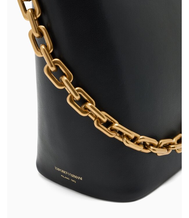EMPORIO ARMANI Medium Leather Hobo Bag with Chain