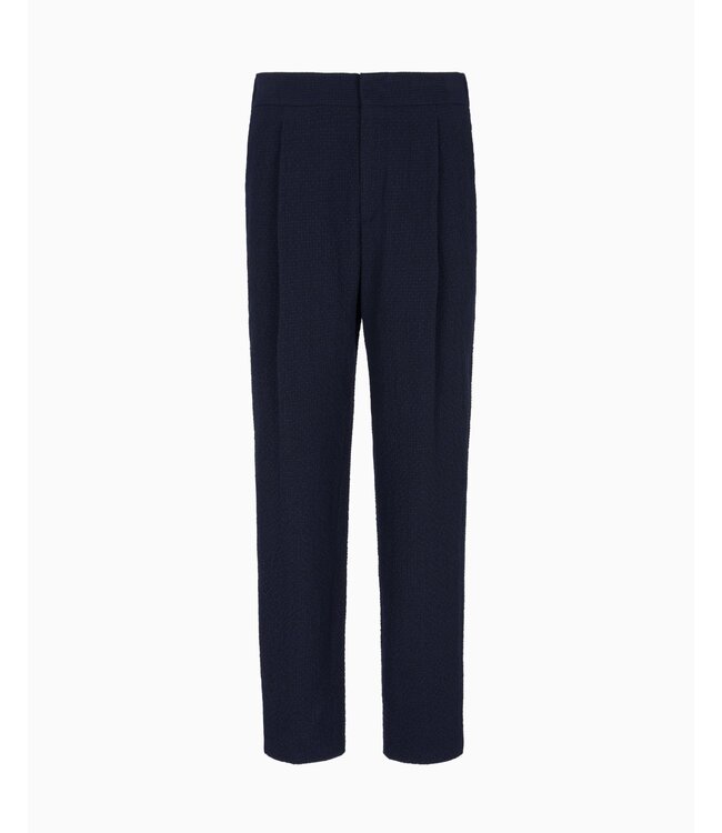 GIORGIO ARMANI Pantalon à Pince en Laine Vierge Motif Seersucker