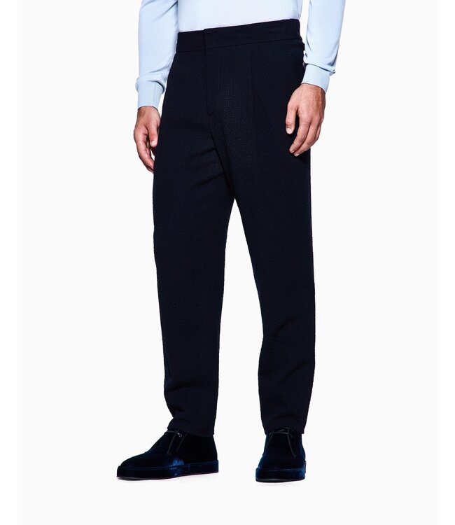 GIORGIO ARMANI Pantalon à Pince en Laine Vierge Motif Seersucker