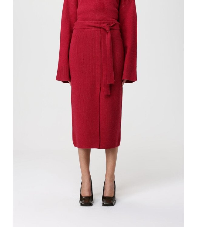 EMPORIO ARMANI Jupe Longue en Laine avec Fente et Ceinture