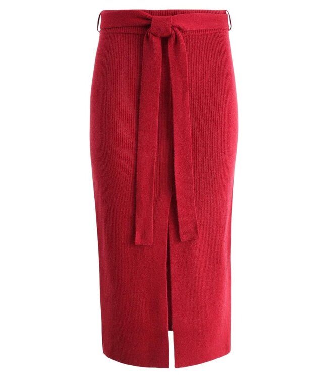 EMPORIO ARMANI Wool Long Skirt With Slit and Belt