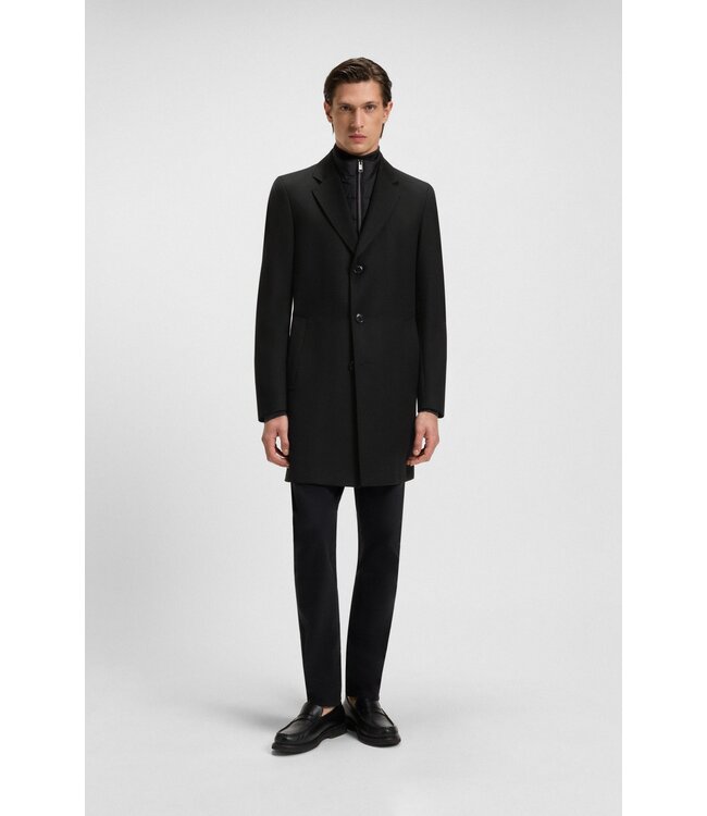 BOSS Slim-Fit Water-Repellent Coat with Detachable Inner