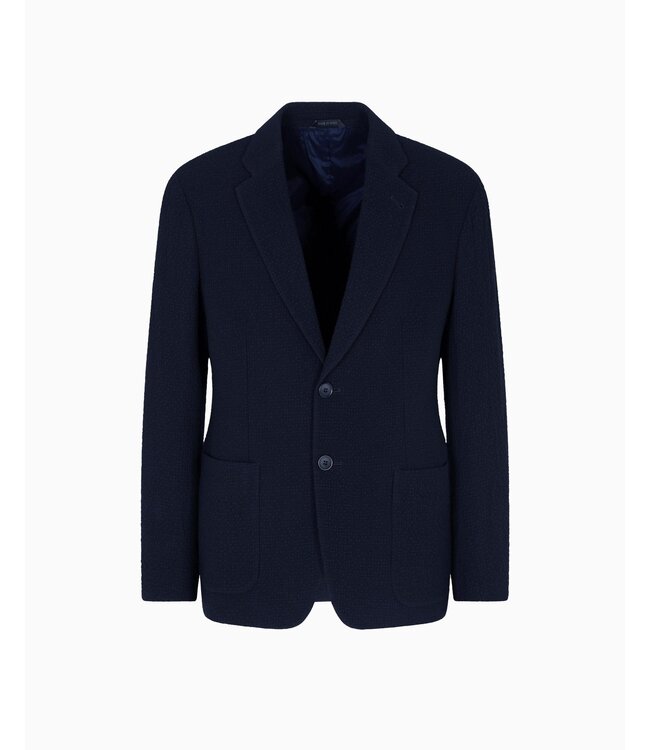 GIORGIO ARMANI Single‑Breasted Jacket in Stretch Wool Seersucker
