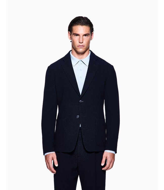 GIORGIO ARMANI Veste Simple Boutonnage en Serge de Laine Strech Seersucker