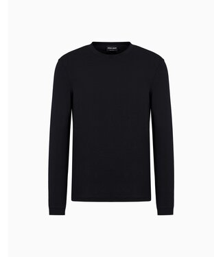 GIORGIO ARMANI Stretch Viscose Jersey Jumper with Crew Neck and Long Sleeves