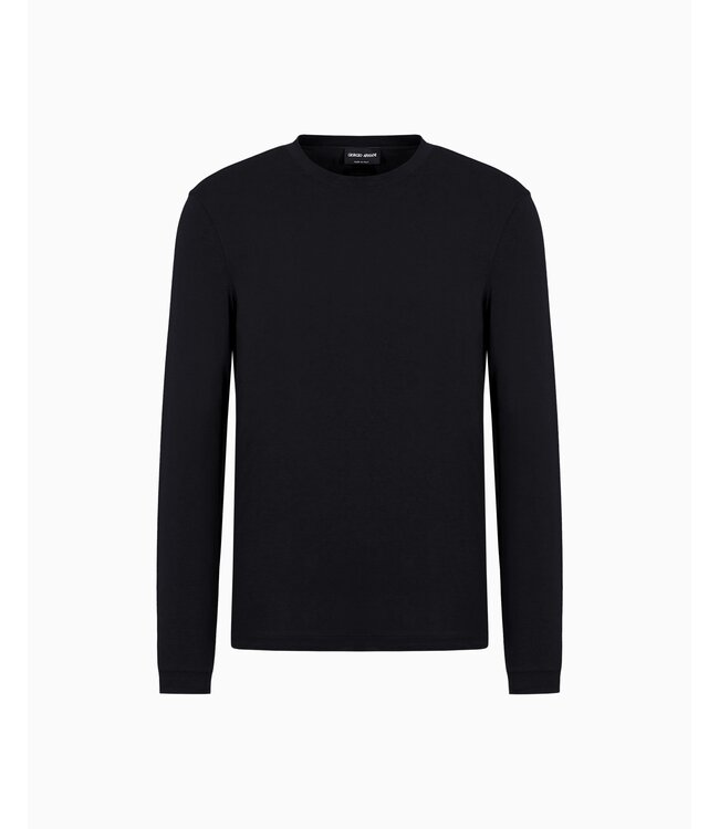 GIORGIO ARMANI Pull en Jersey Viscose Stretch à Col Rond et Manches Longues