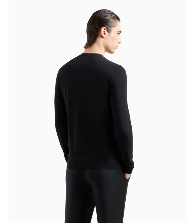 GIORGIO ARMANI Stretch Viscose Jersey Jumper with Crew Neck and Long Sleeves