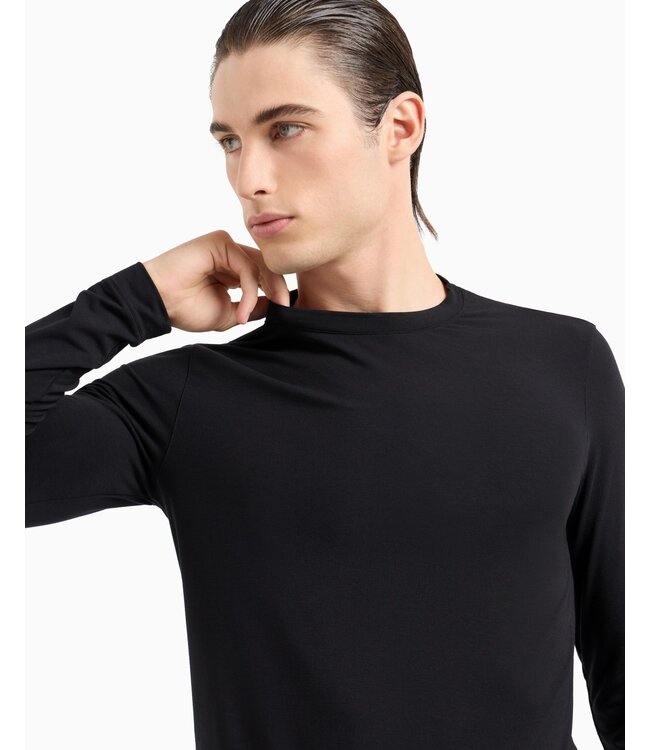 GIORGIO ARMANI Stretch Viscose Jersey Jumper with Crew Neck and Long Sleeves