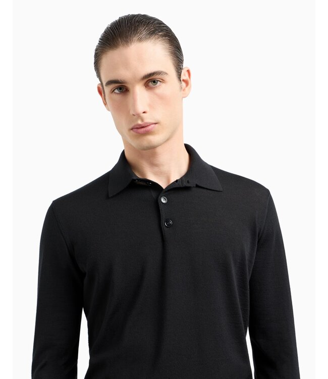 GIORGIO ARMANI Polo à Manches Longues en Laine Vierge