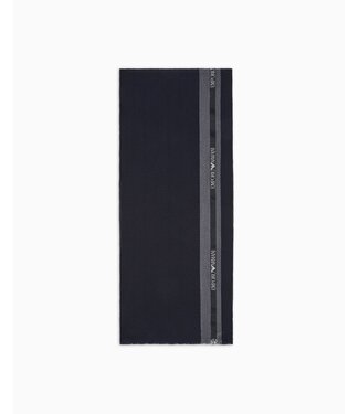 EMPORIO ARMANI Wool Scarf With Logo Tape