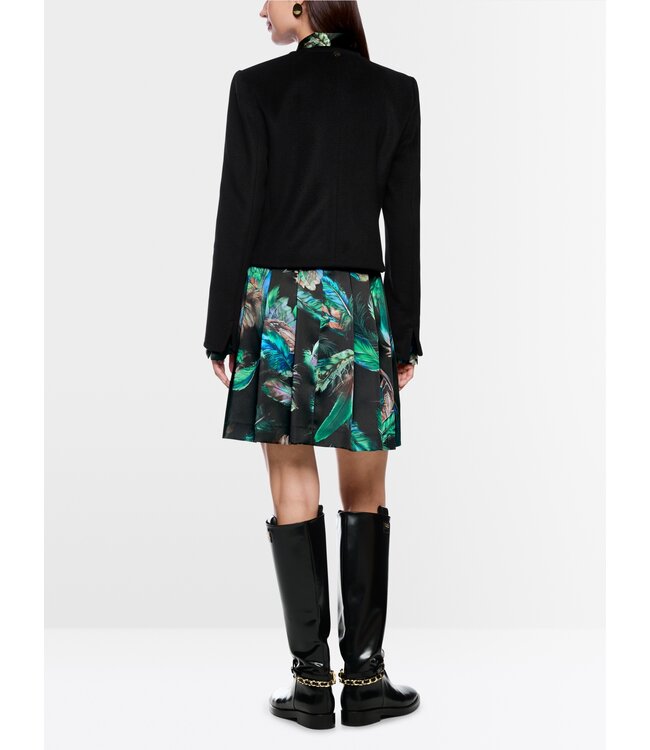 MARC CAIN Short pleated skirt with feather print