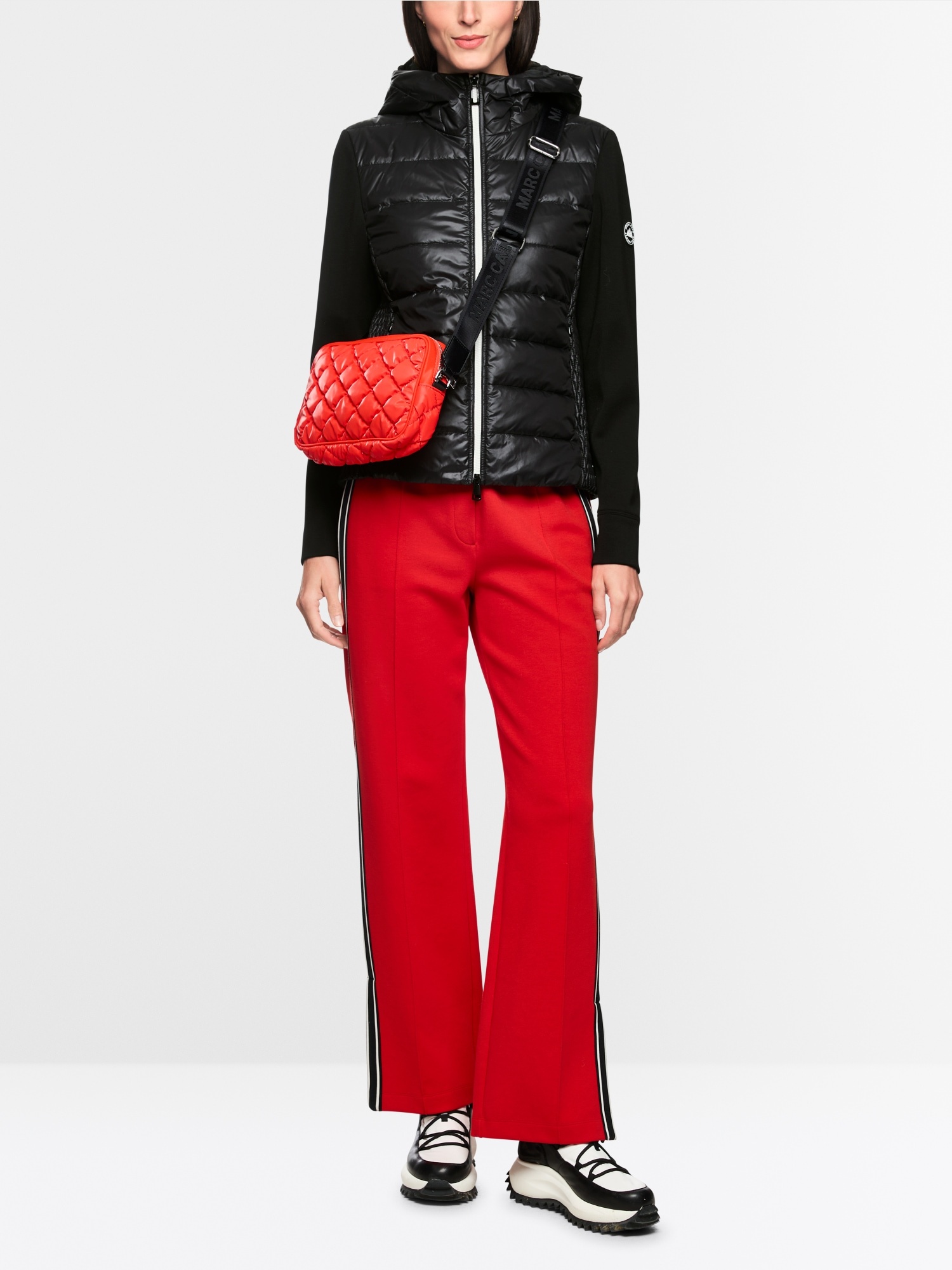 Jacket with faux down and hood