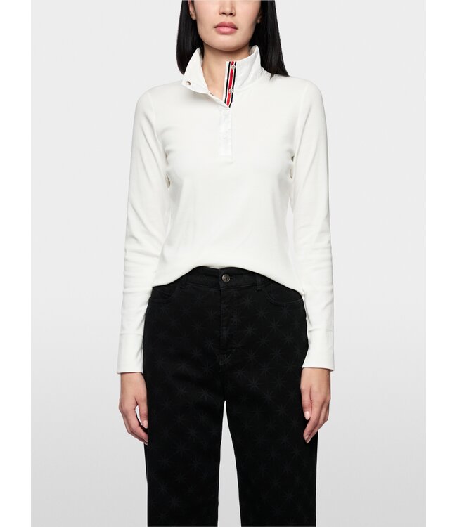 MARC CAIN Ribbed Shirt with Shiny Collar