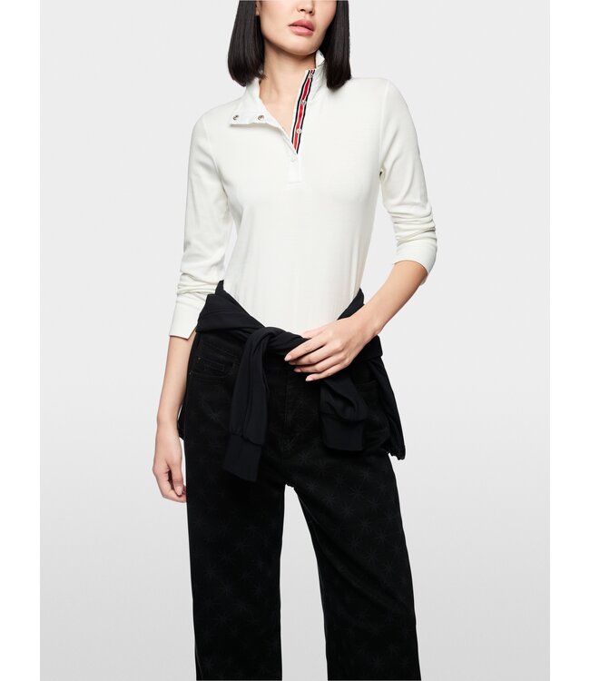 MARC CAIN Ribbed Shirt with Shiny Collar