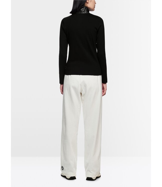 MARC CAIN Ribbed shirt with shiny collar