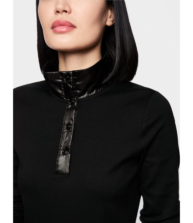 MARC CAIN Ribbed shirt with shiny collar