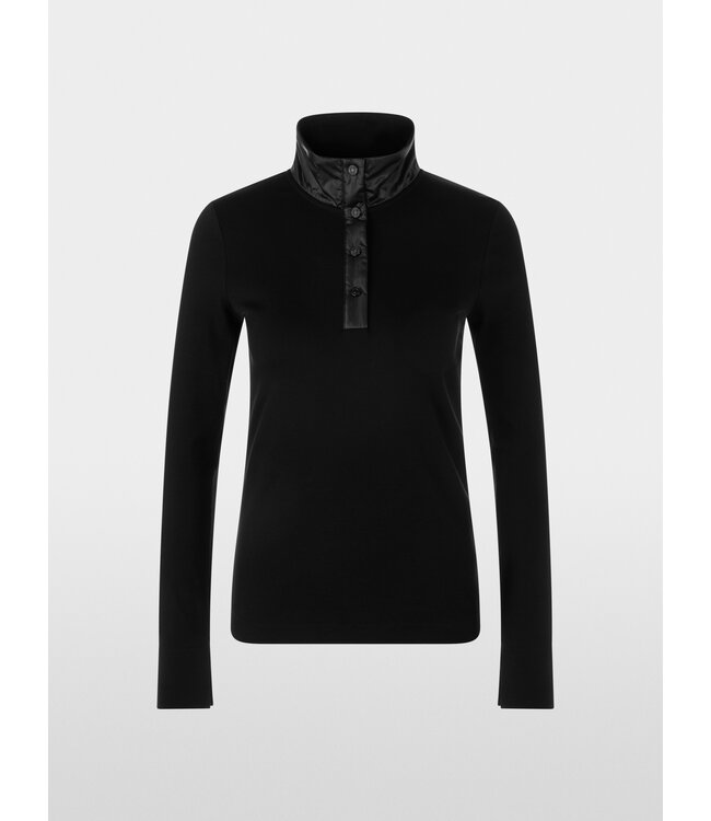 MARC CAIN Ribbed shirt with shiny collar