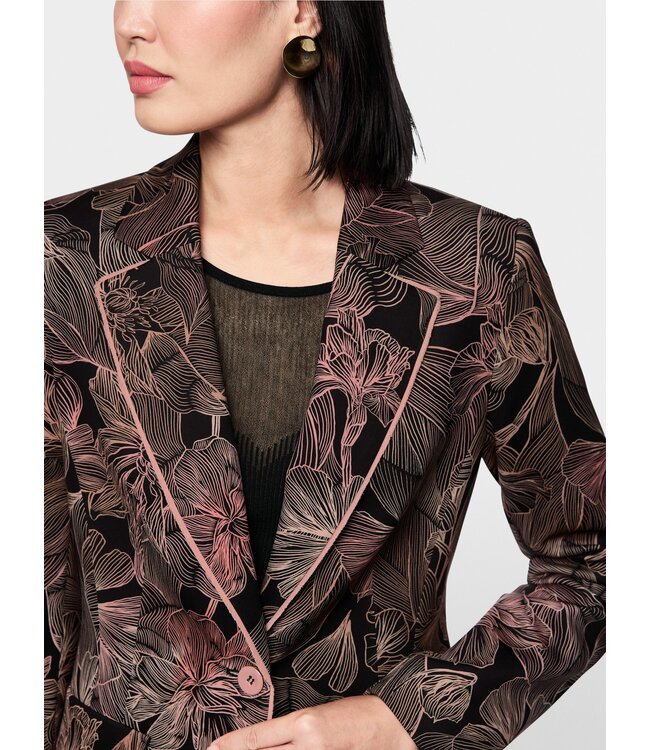 MARC CAIN Blazer with Floral Print in Scuba Jersey