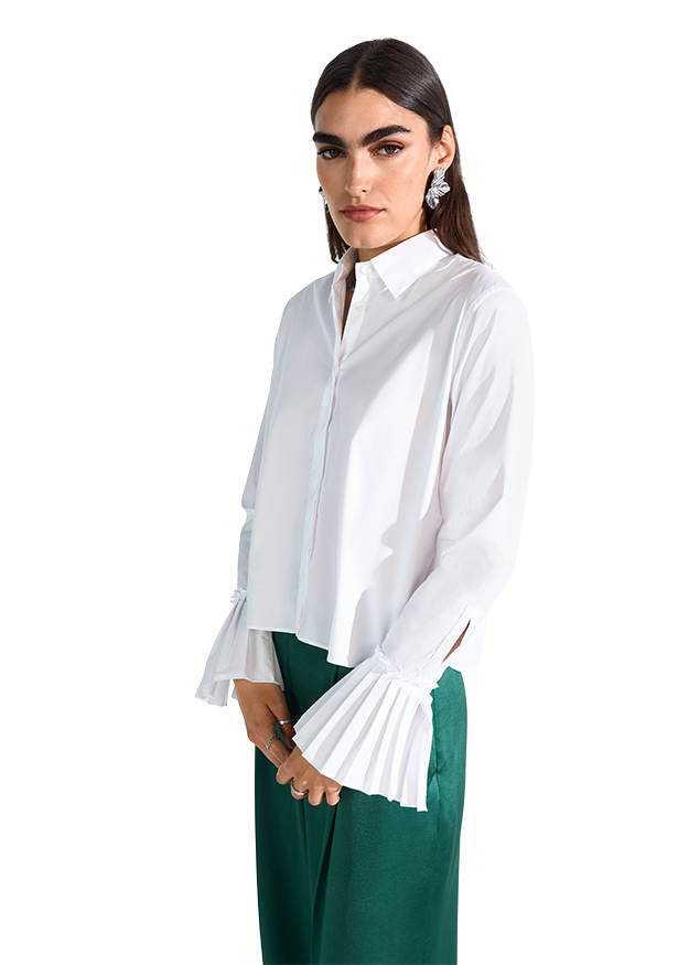 Poplin Blouse with Flared Sleeves