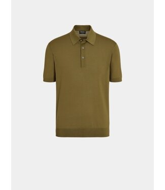 ZEGNA Olive Green Wool Polo Shirt