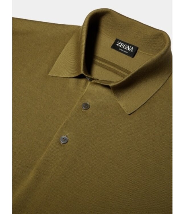 ZEGNA Olive Green Wool Polo Shirt