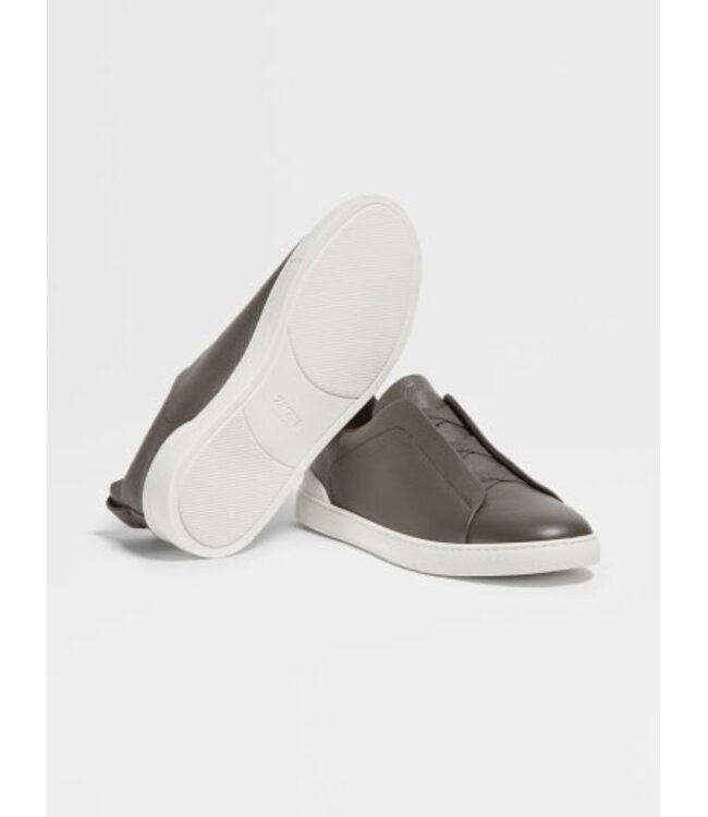 ZEGNA Sneakers Triple Stitch™ en cuir de cerf gris foncé