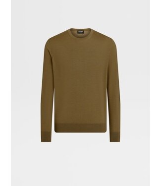 ZEGNA Olive Green Cashseta Crewneck