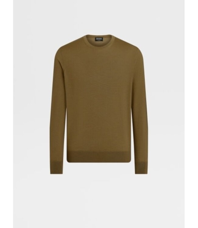 ZEGNA Pull col rond Cashseta vert olive