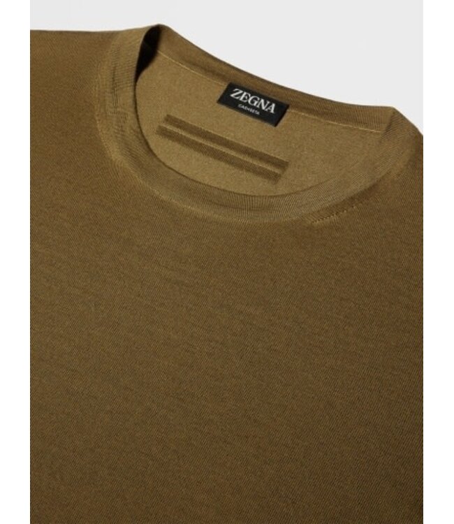 ZEGNA Pull col rond Cashseta vert olive