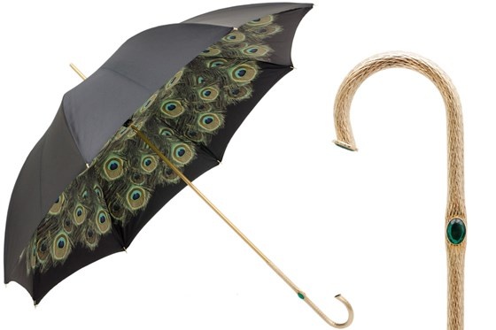 Black Umbrella with Peacock Interior