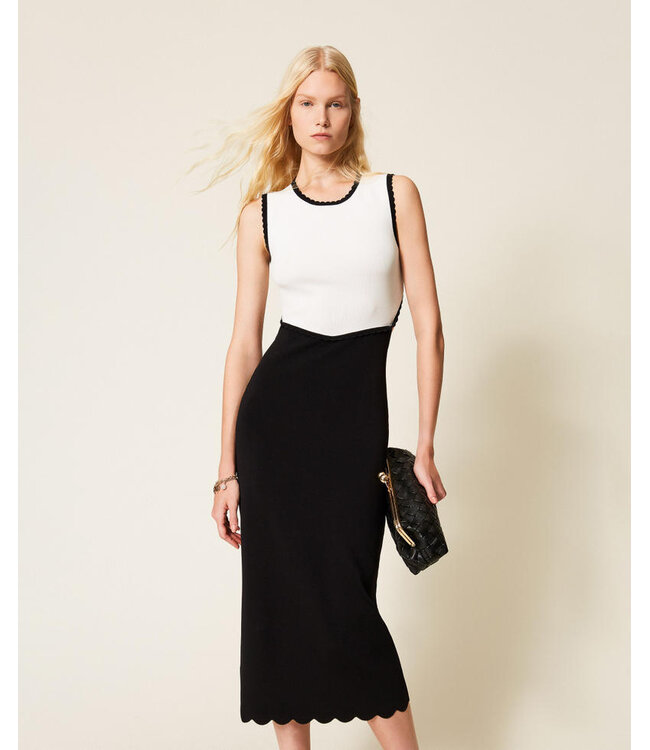TWINSET Long Two-Tone Knit Dress